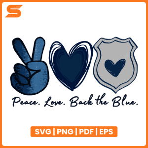 Peace Love Back The Blue SVG police support clipart